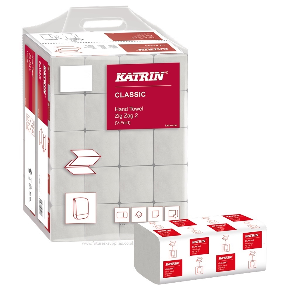 Katrin 2 Ply V Fold Hand Towel Zig Zag White HP...